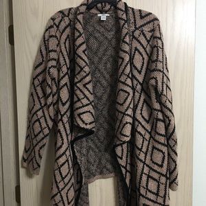 Baby Pink and Black Geometric Cardigan